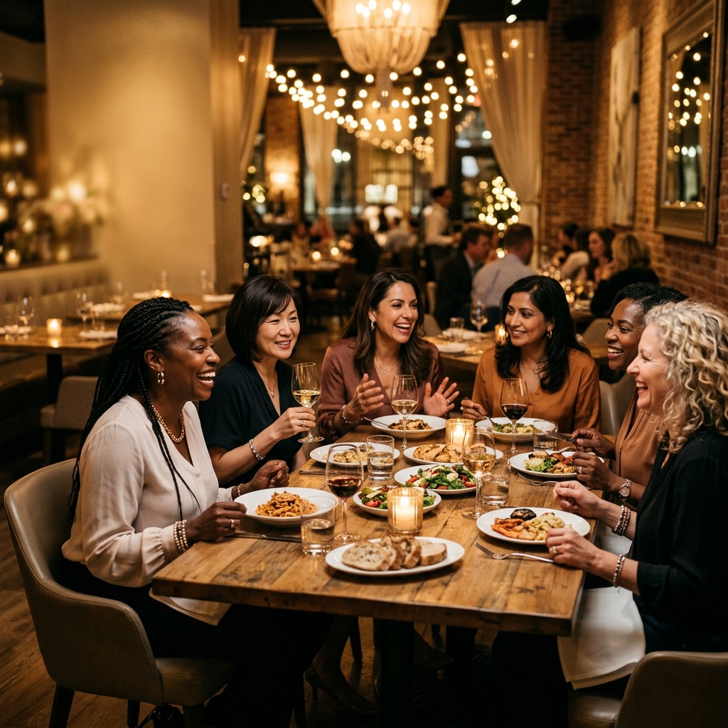 Friends sharing an ordinary meal together